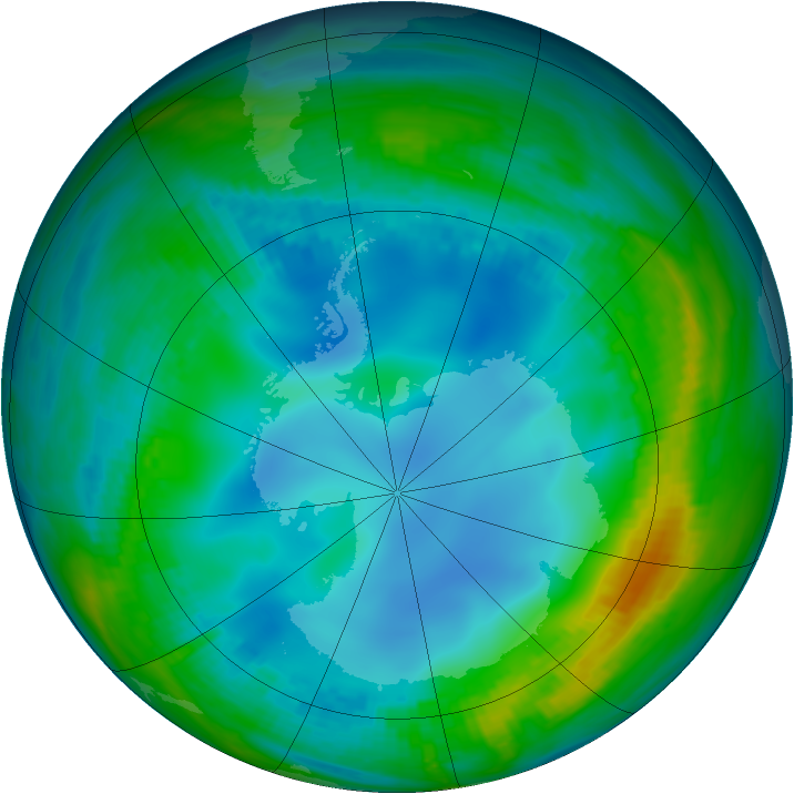 Antarctic ozone map for 20 May 1984